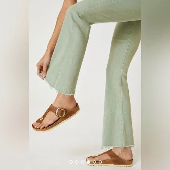 Mother The Hustler Ankle Fray Size 33 Second Chance Green Stretchy Boot Cut - Picture 4 of 14